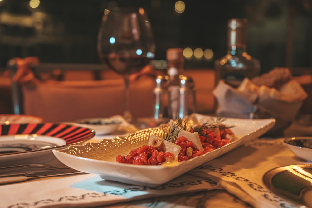 a close up of a plate of food on a table