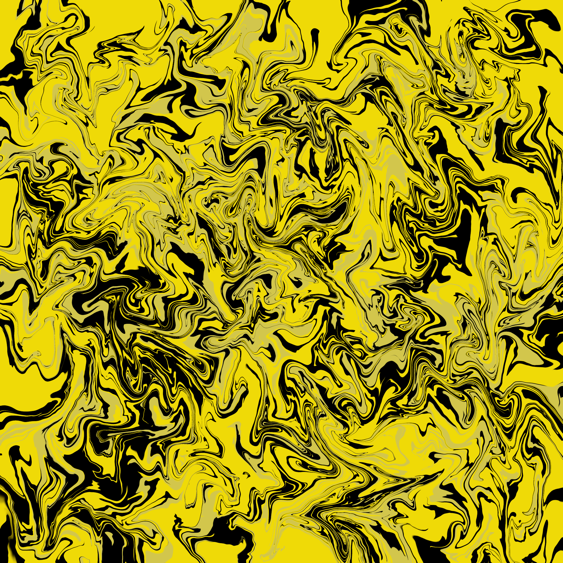 a yellow and black background with a lot of black and white swirls