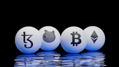 three eggs with bitcoins on them sitting next to each other