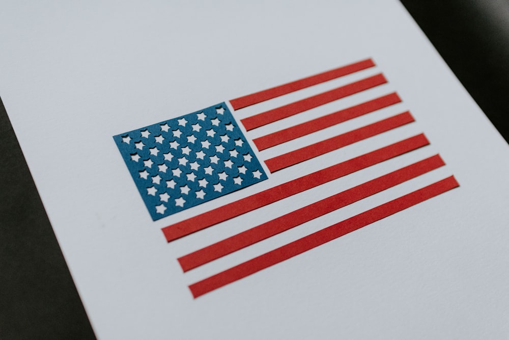 a piece of paper with an american flag on it