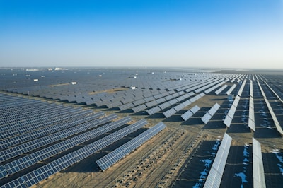 an aerial view of a large solar farm