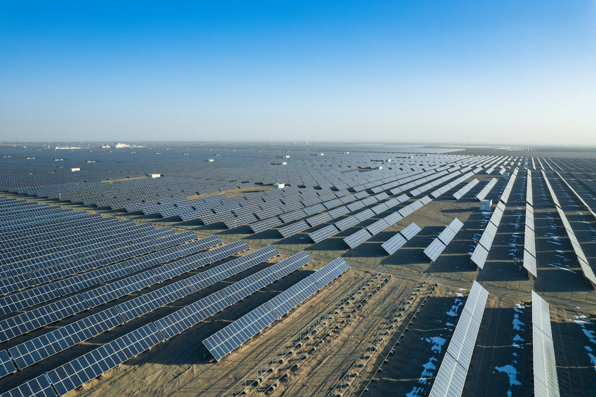 Aerial view of a solar farm