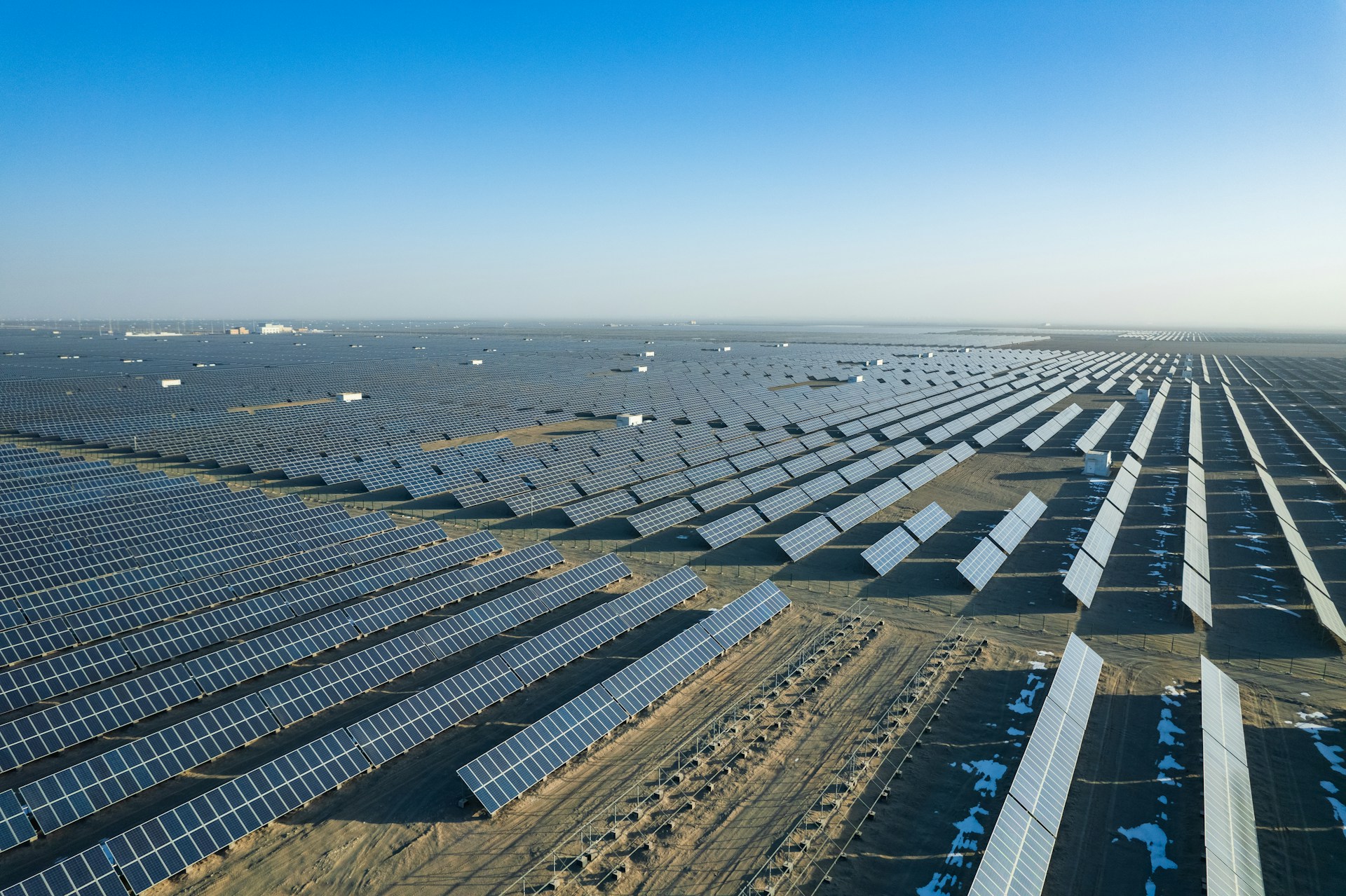 an aerial view of a large solar farm