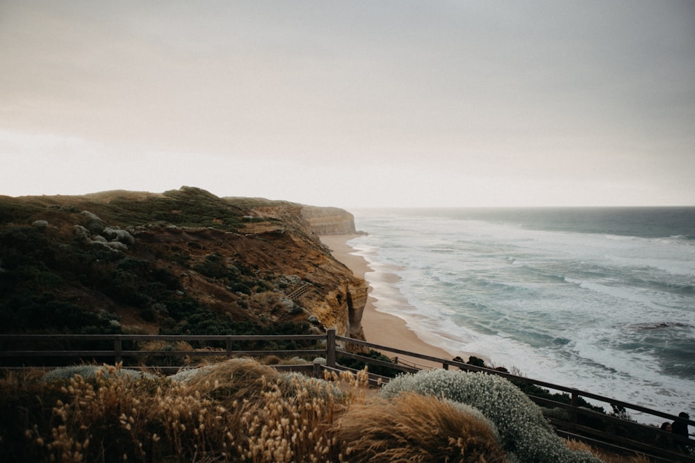 a view of the ocean from a cliff