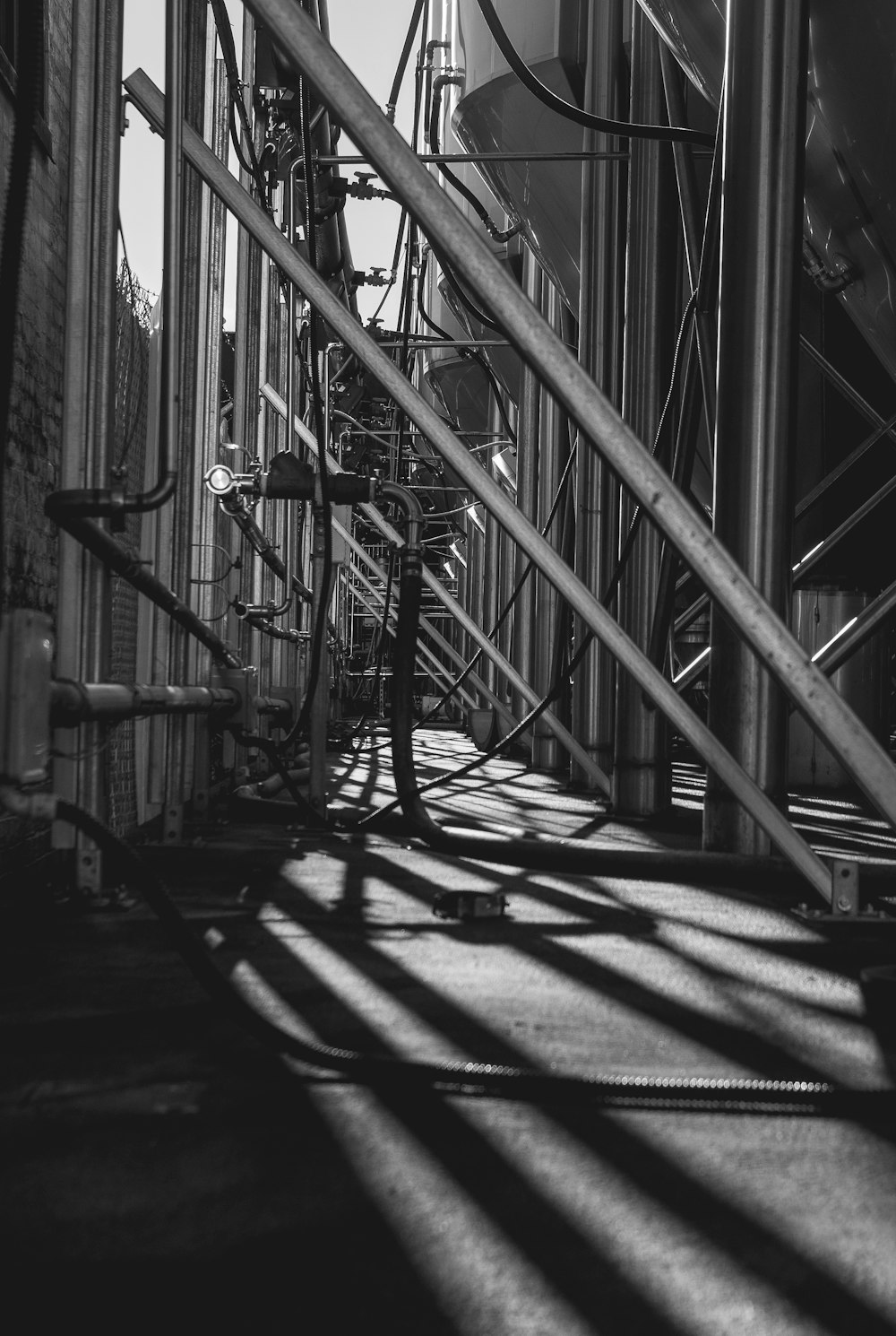 a black and white photo of pipes and pipes