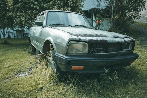 a car that is sitting in the grass