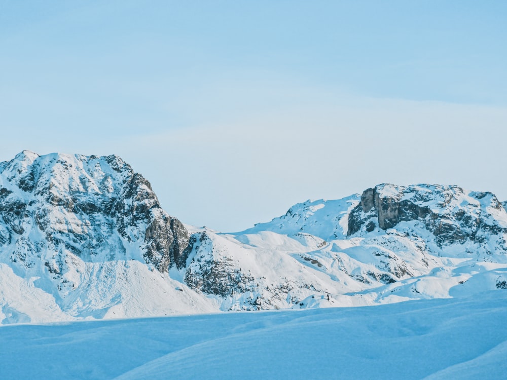 a man riding skis on top of a snow covered slope