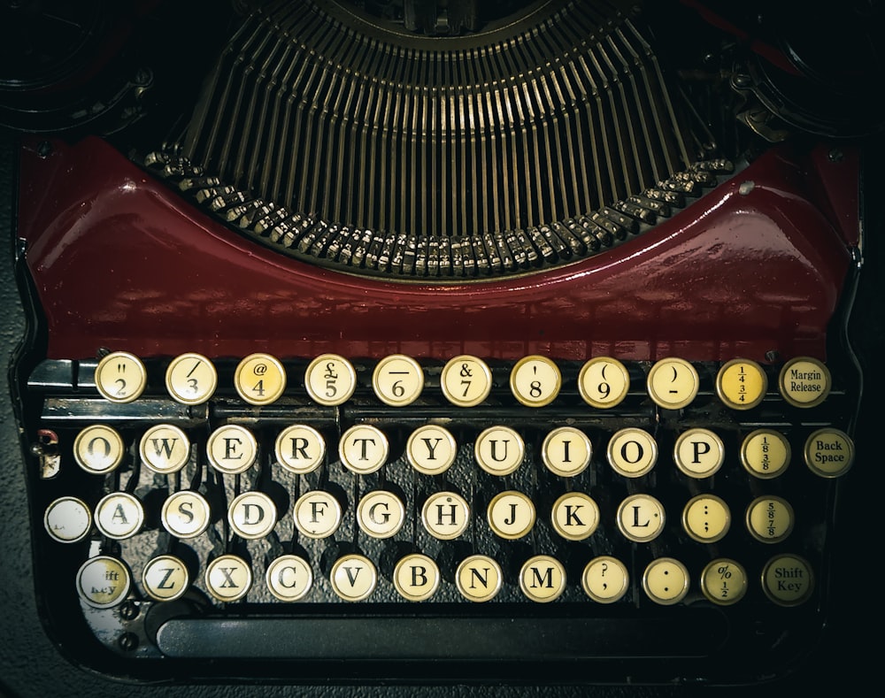 a close up of an old fashioned typewriter