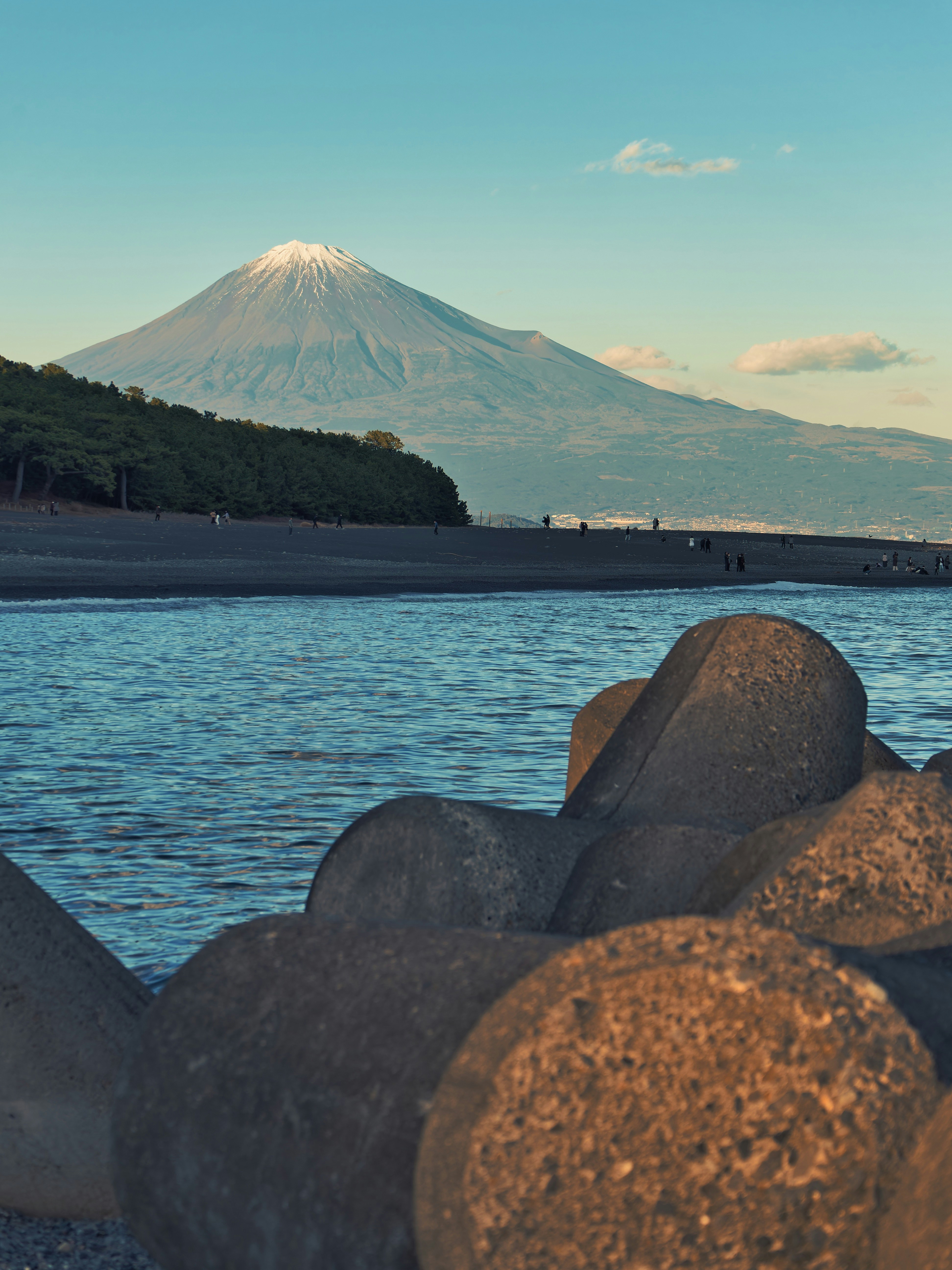 a view of a mountain and a body of water