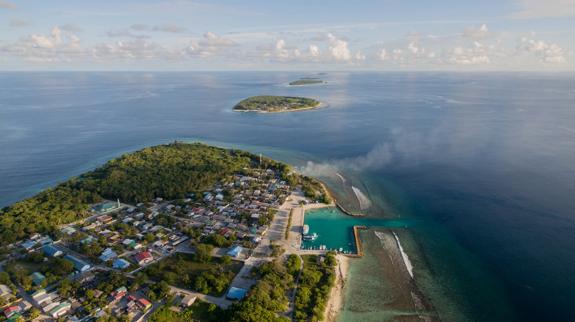 a small island in the middle of the ocean