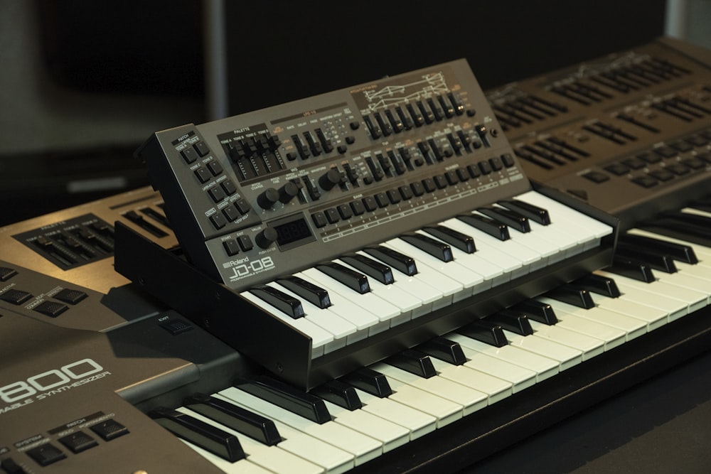 a close up of a keyboard on a table