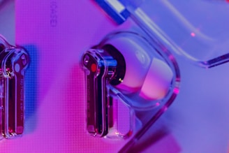 An innovative audio technology setup showcasing advanced earbud designs.