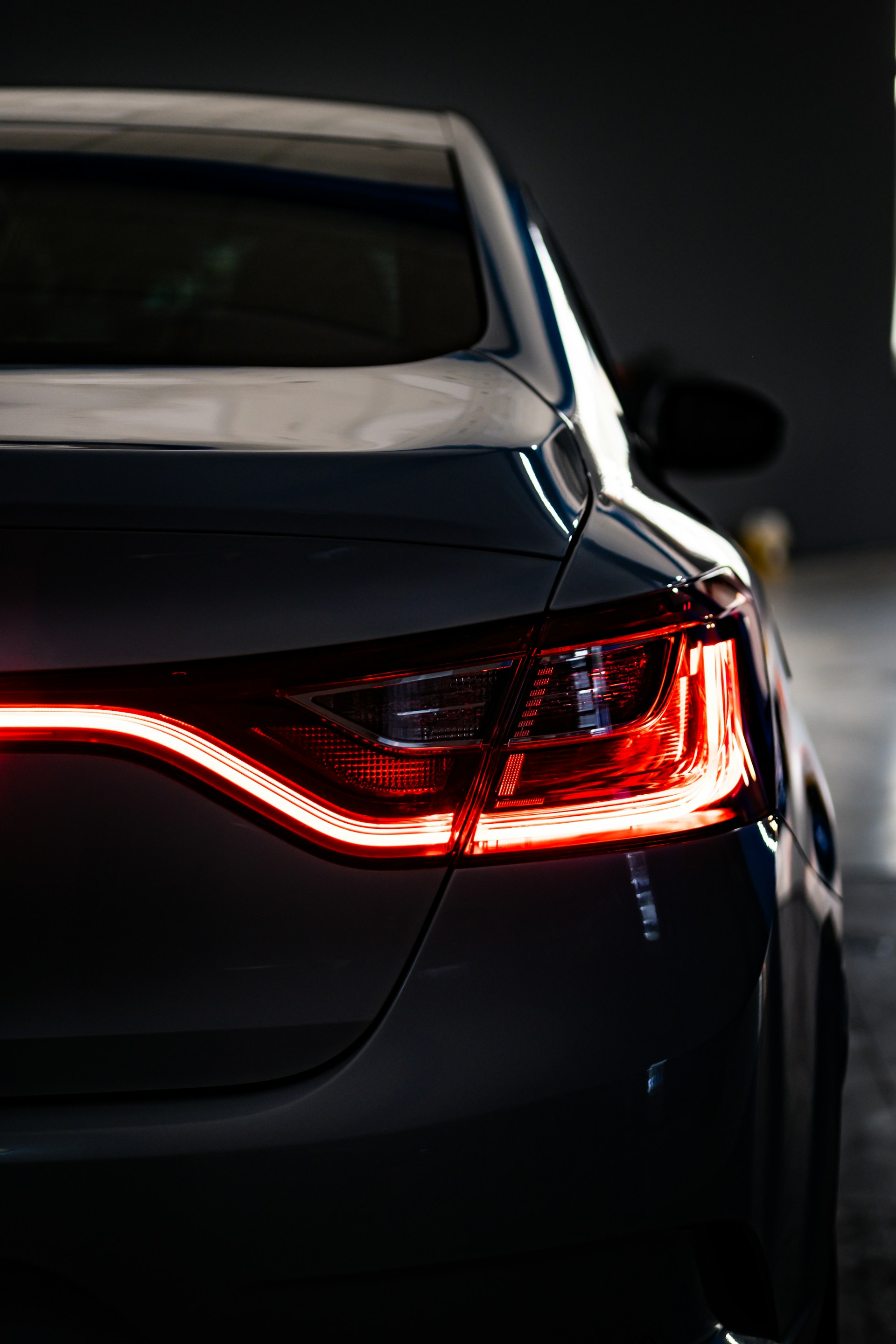 a close up of a car's tail light