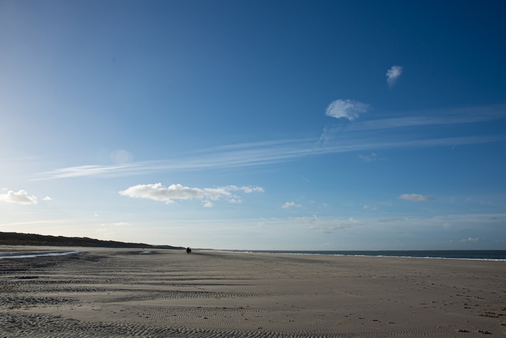 a person walking on a beach near the ocean