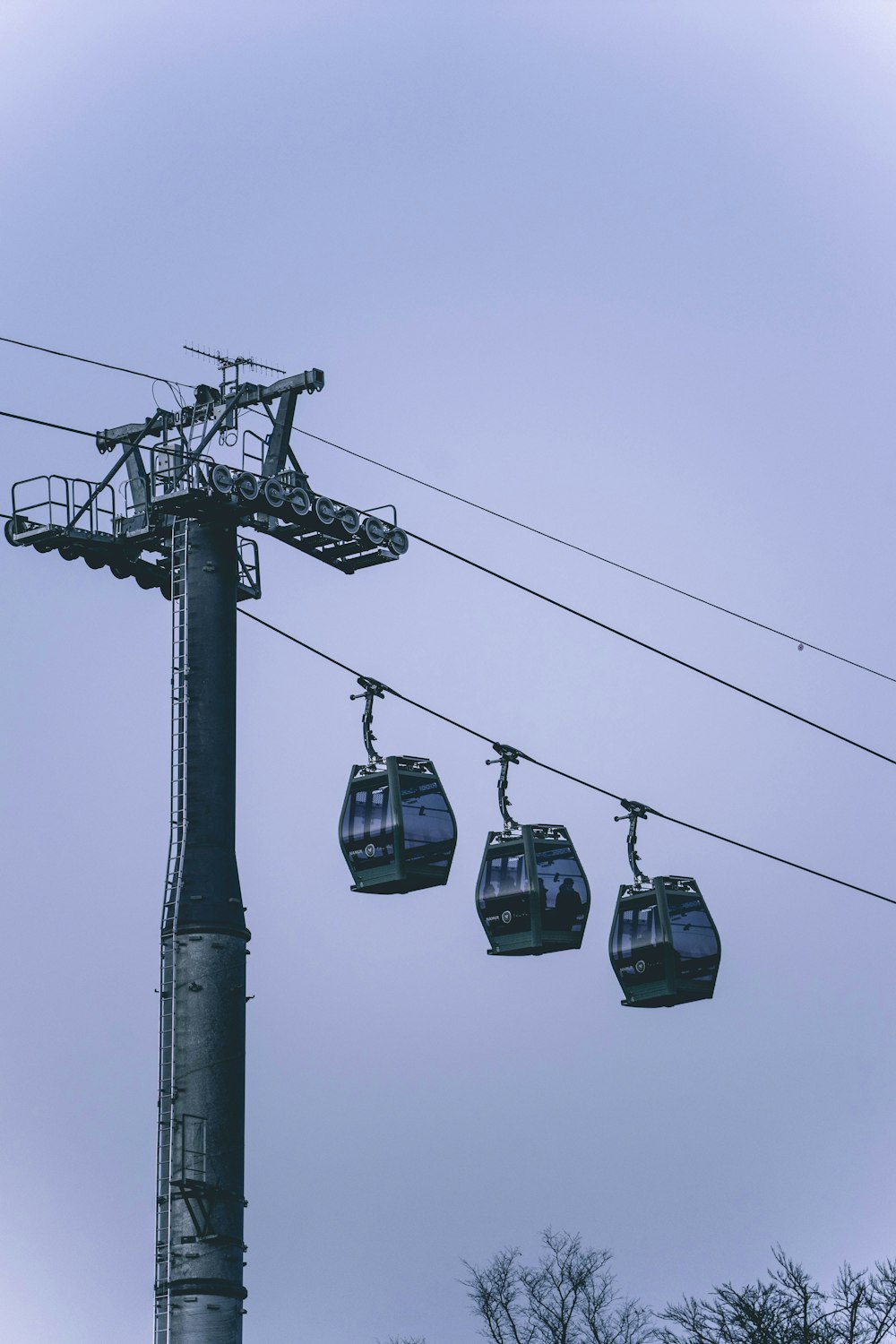 a couple of gondolas that are on a pole