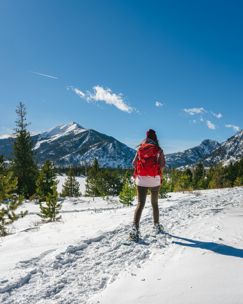 a woman standing in the snow with skis on