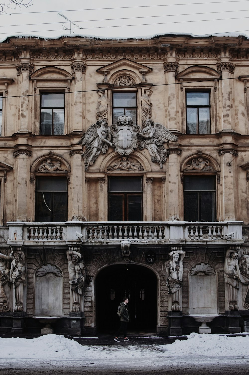 a large building with a clock on the front of it