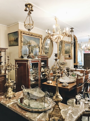 A beautifully arranged display of antique furniture showcasing elegance and craftsmanship.