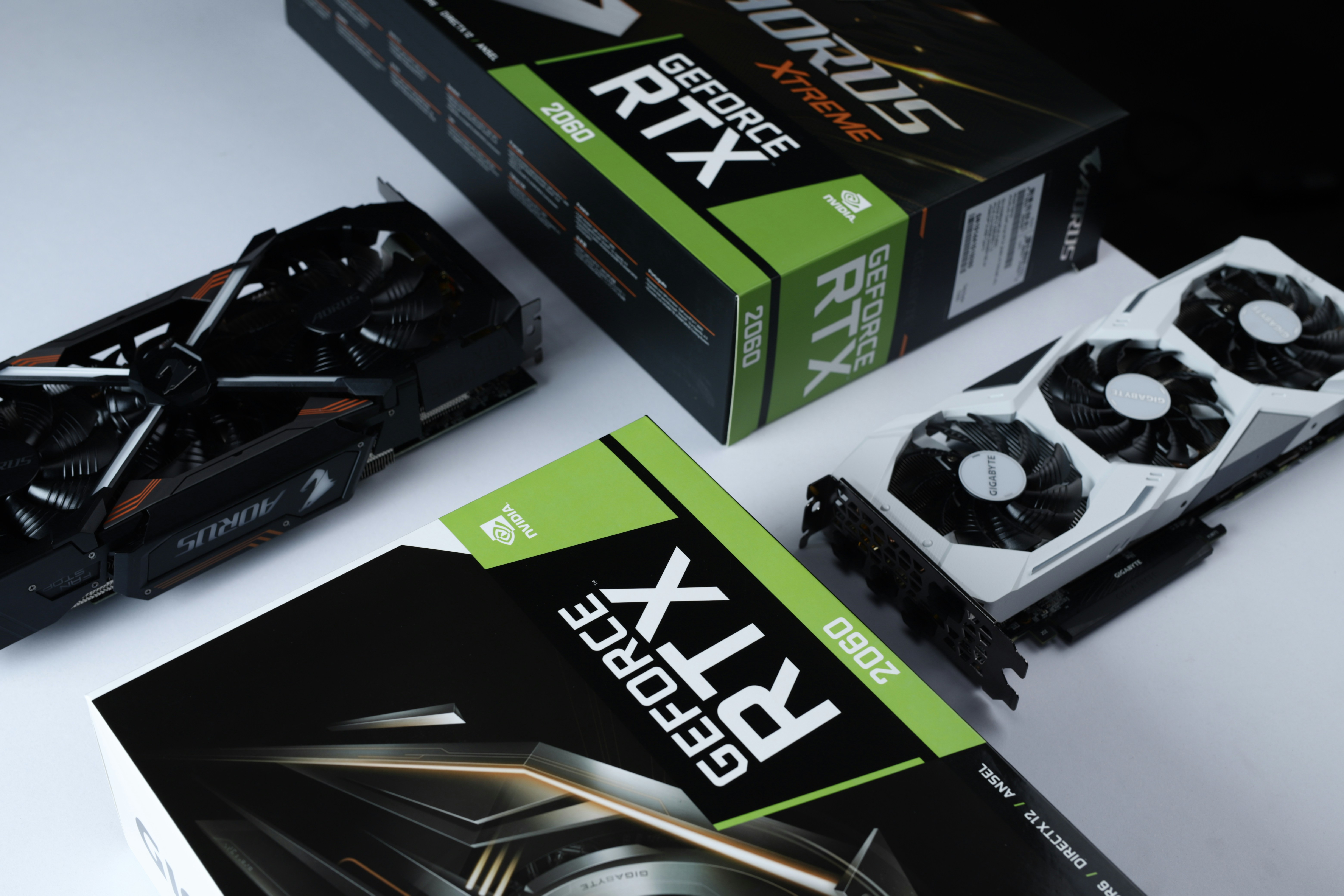 Graphics card on bright white background, well-lit studio photography