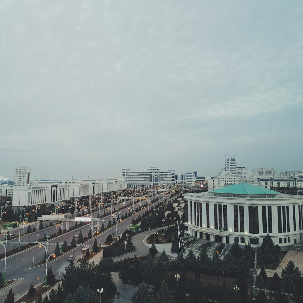 a view of a city from a tall building