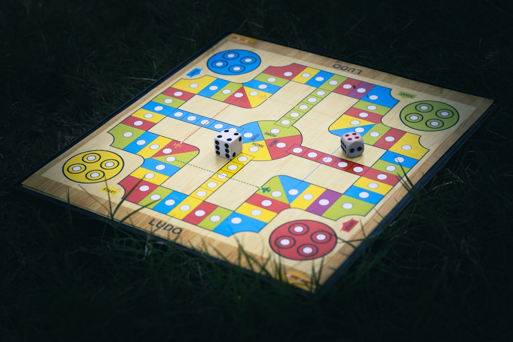 a close up of a board game on the ground