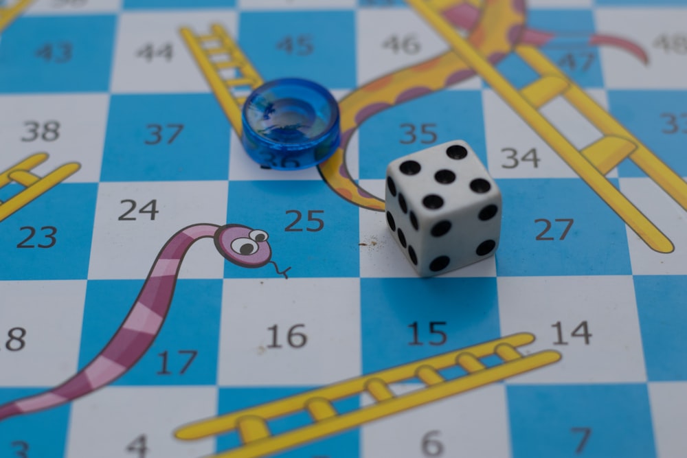 a close up of a dice on a board game