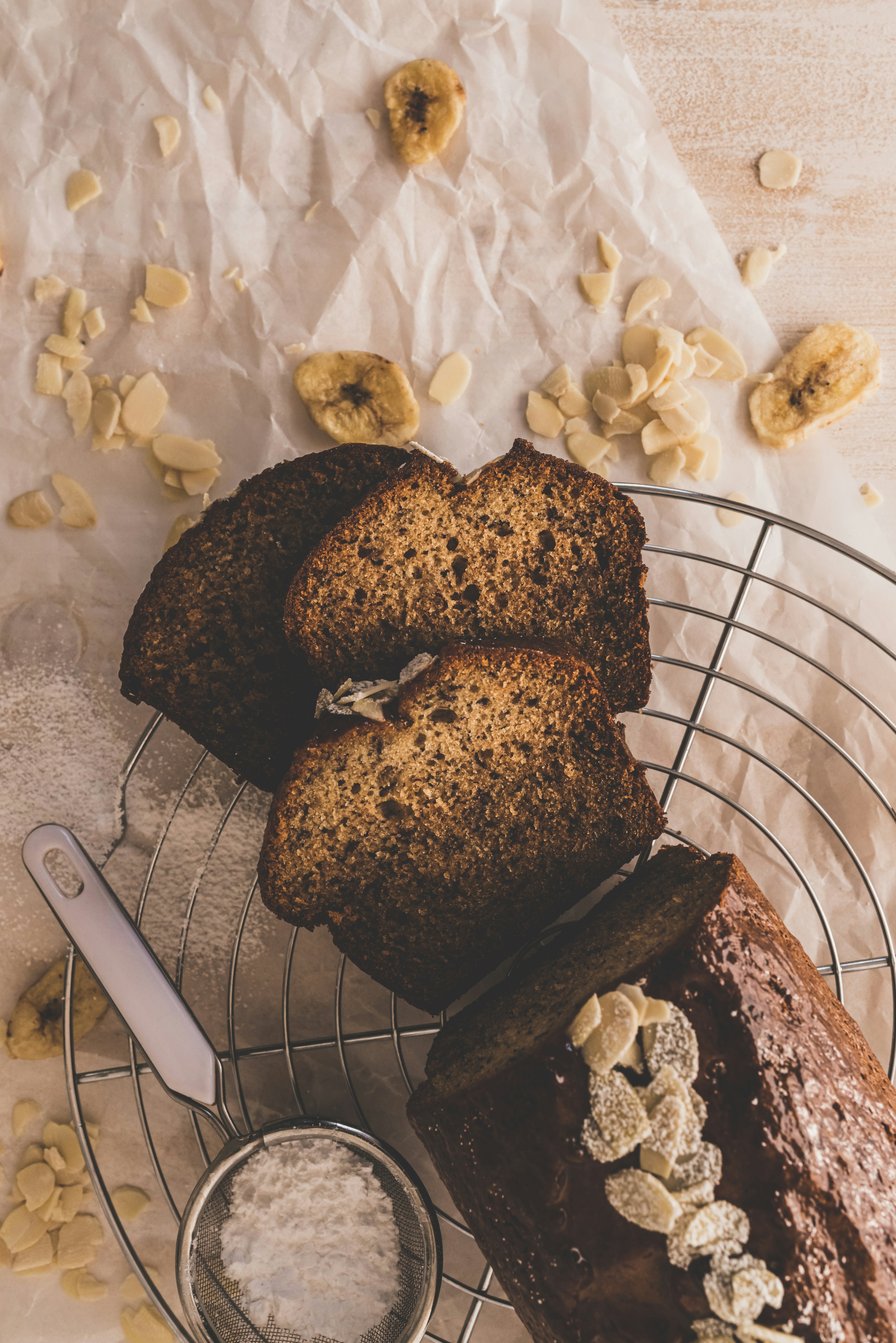 a bunch of food that is on a wire rack