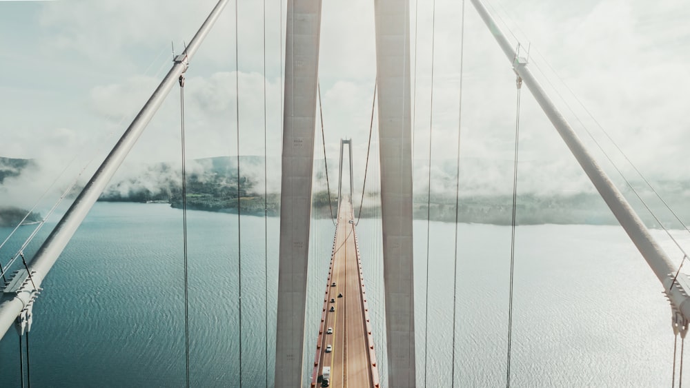 a view of a bridge over a large body of water