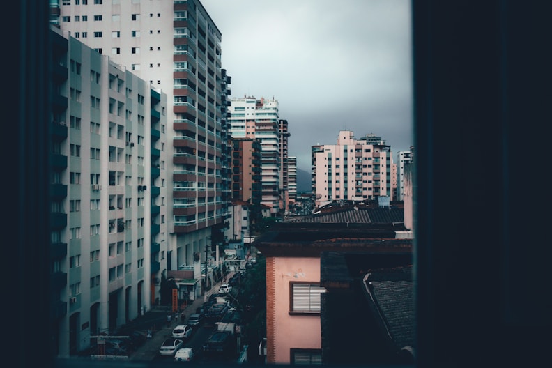 a view of a city from a window