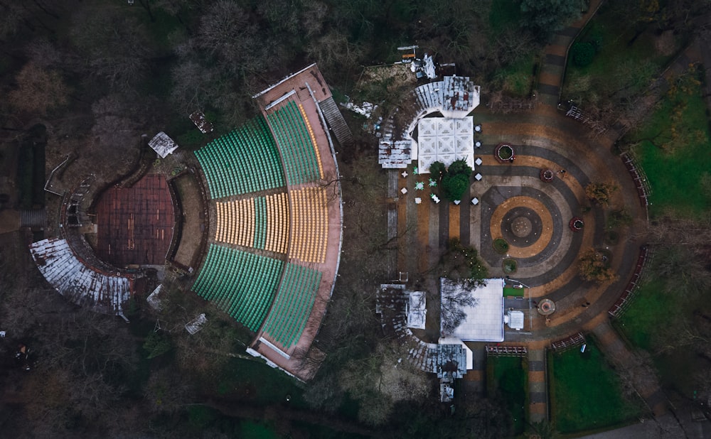 an aerial view of an outdoor concert venue