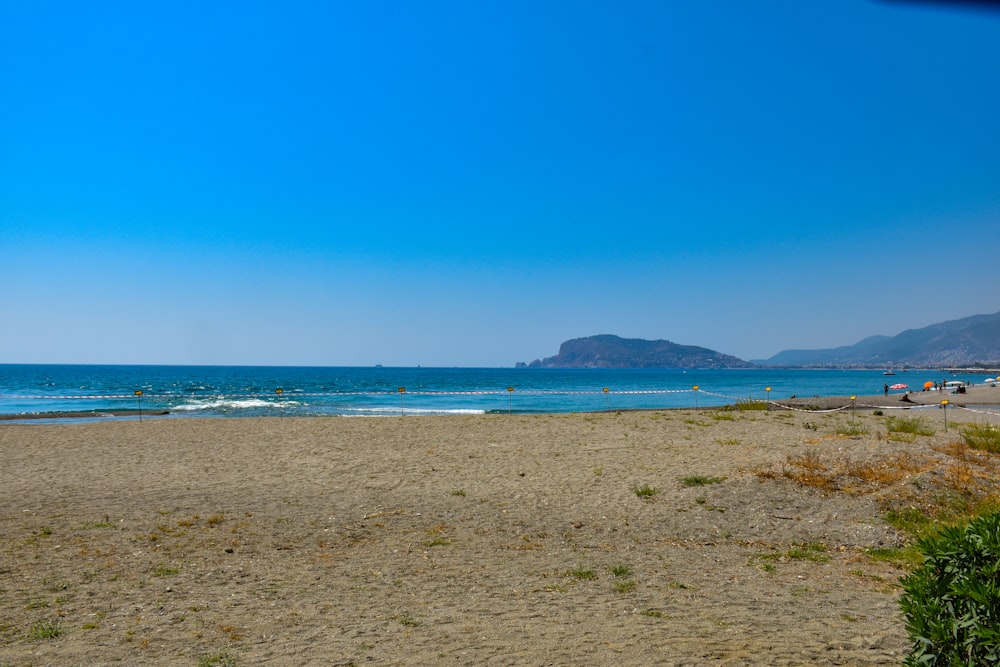 a view of a beach from a distance