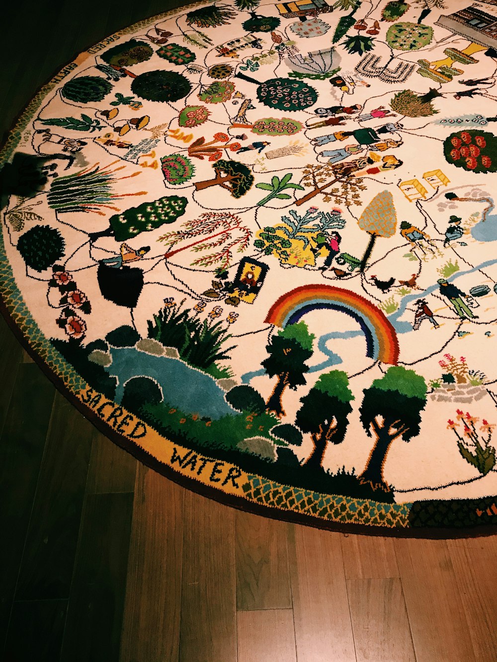a round rug with a map of the world on it