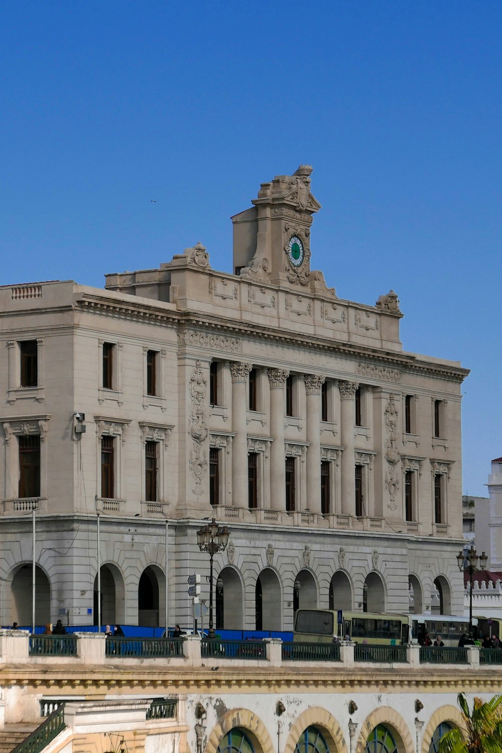 a large building with a clock on the top of it