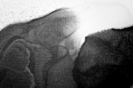 Abstract tattoo blending watercolor effects with sharp black ink strokes.