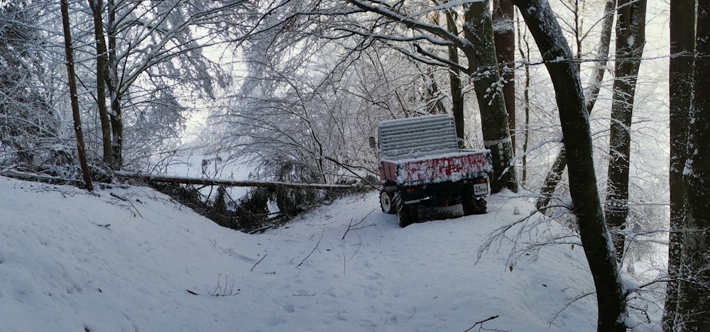 a truck that is sitting in the snow