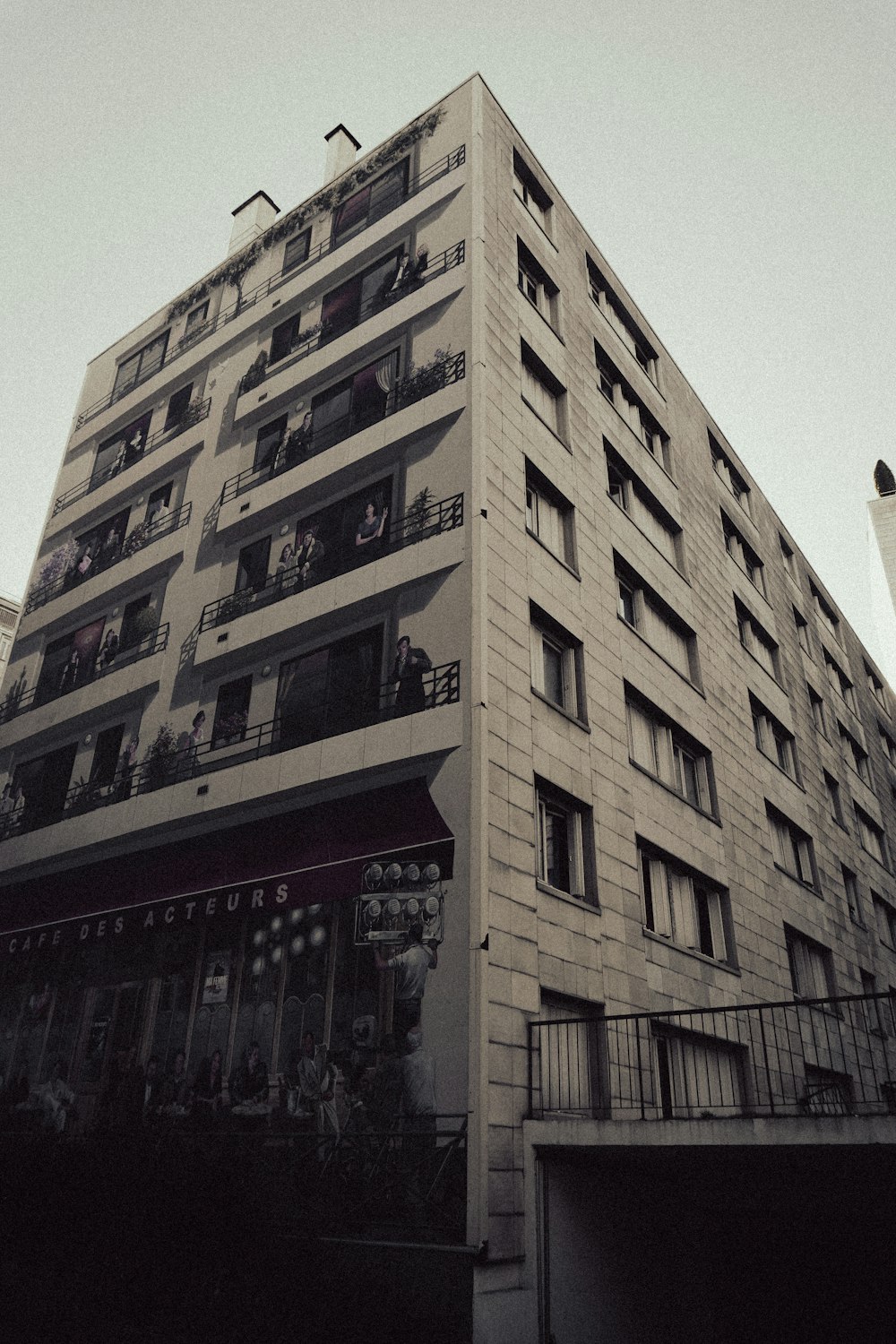 a tall building with balconies and balconies on it