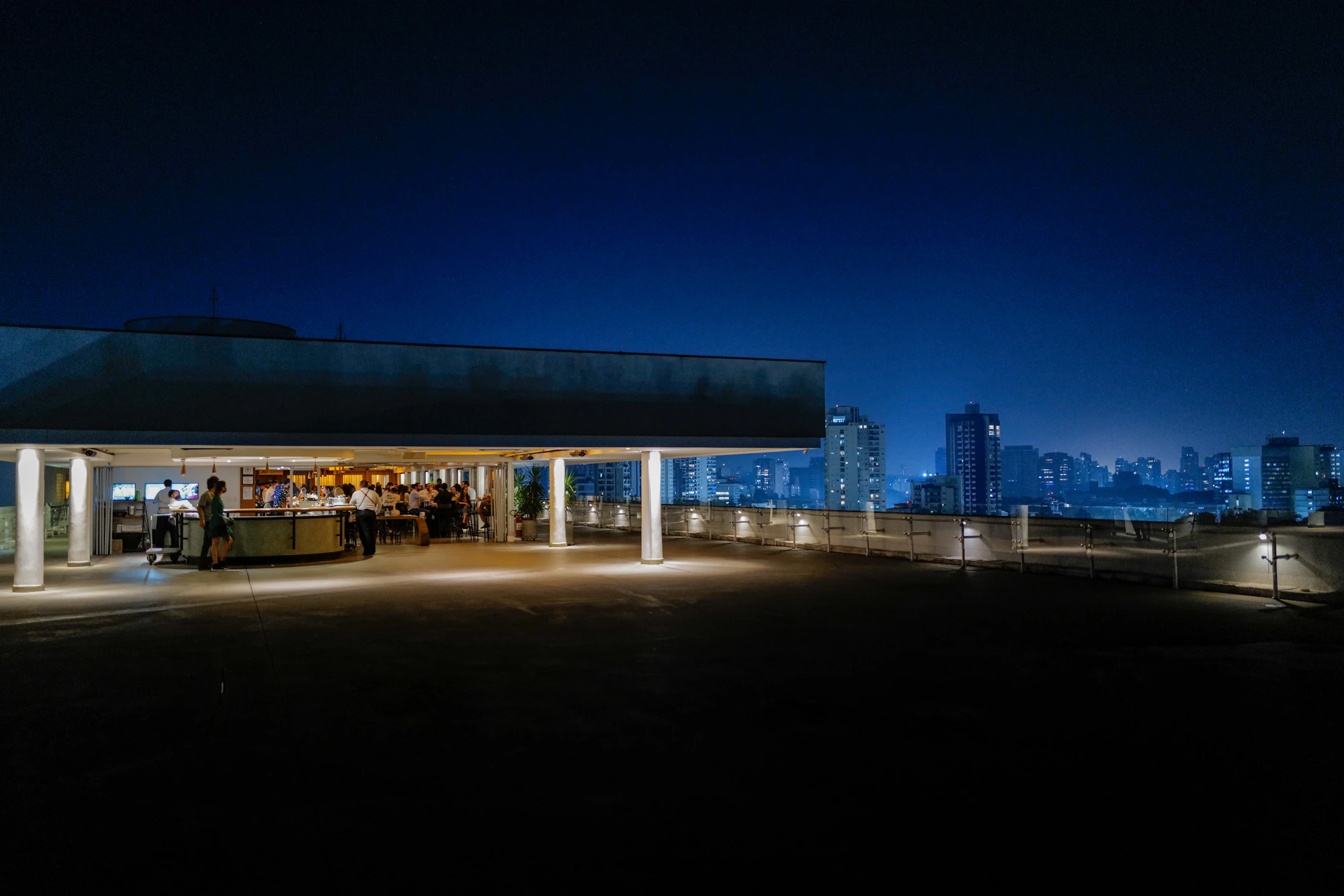 Rooftop terrace at Fah Sky Lounge overlooking the Bangkok skyline
