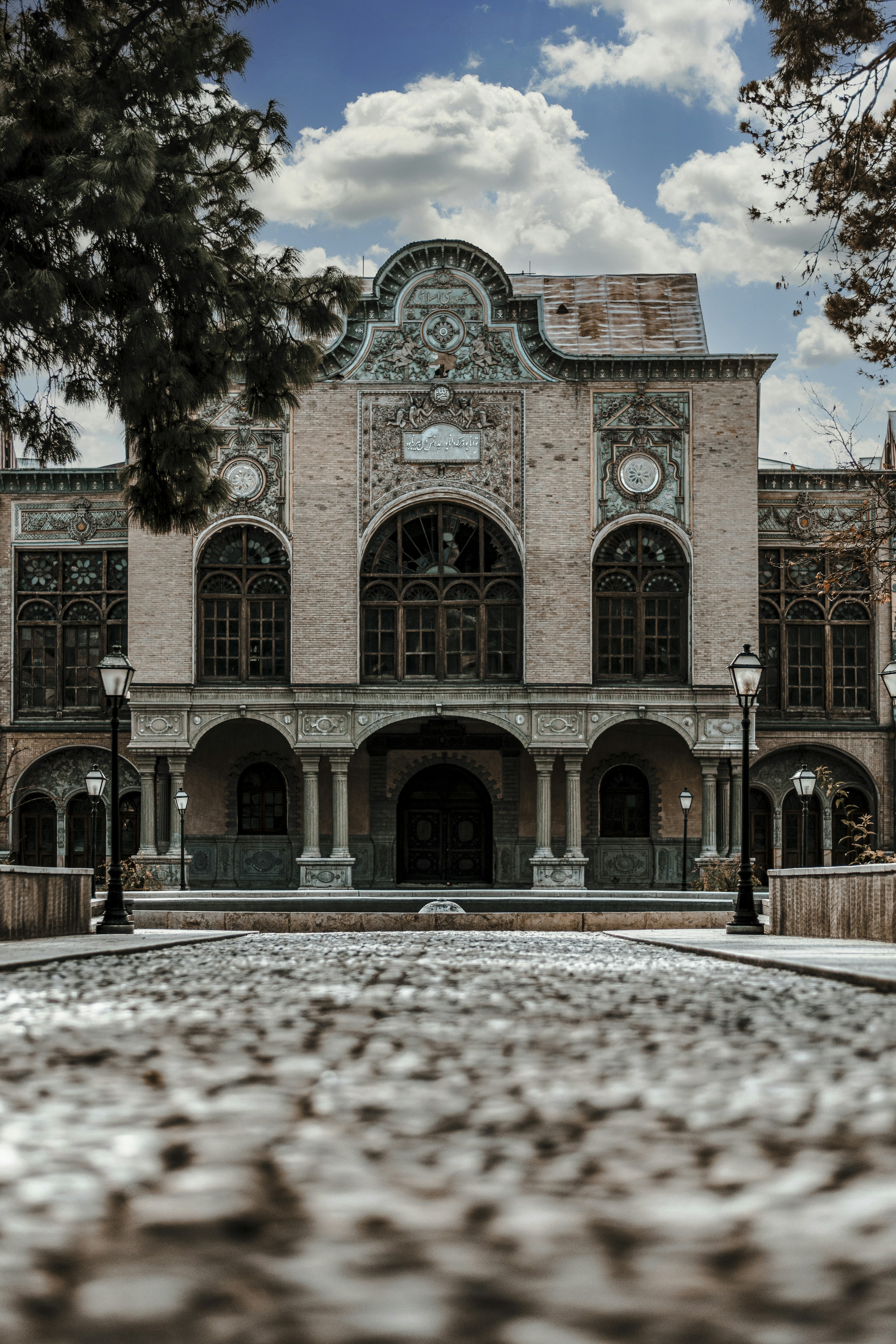a large building with a clock on the front of it