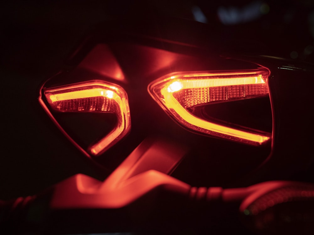 a close up of the tail lights of a motorcycle