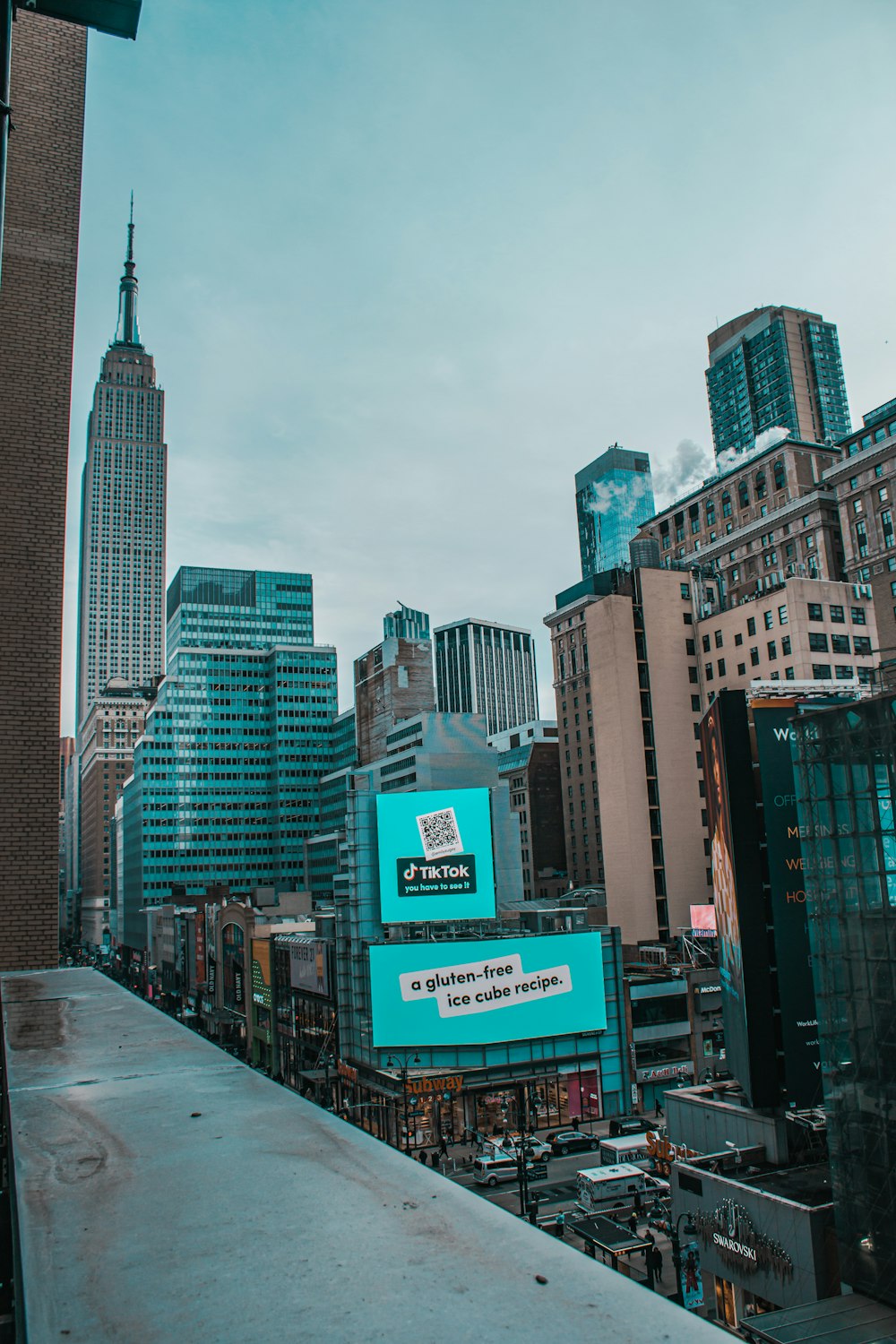 a view of a city with tall buildings