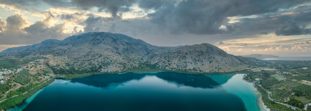 a large body of water surrounded by mountains