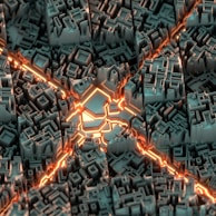 An artistic rendering of a futuristic cityscape created in 3D.