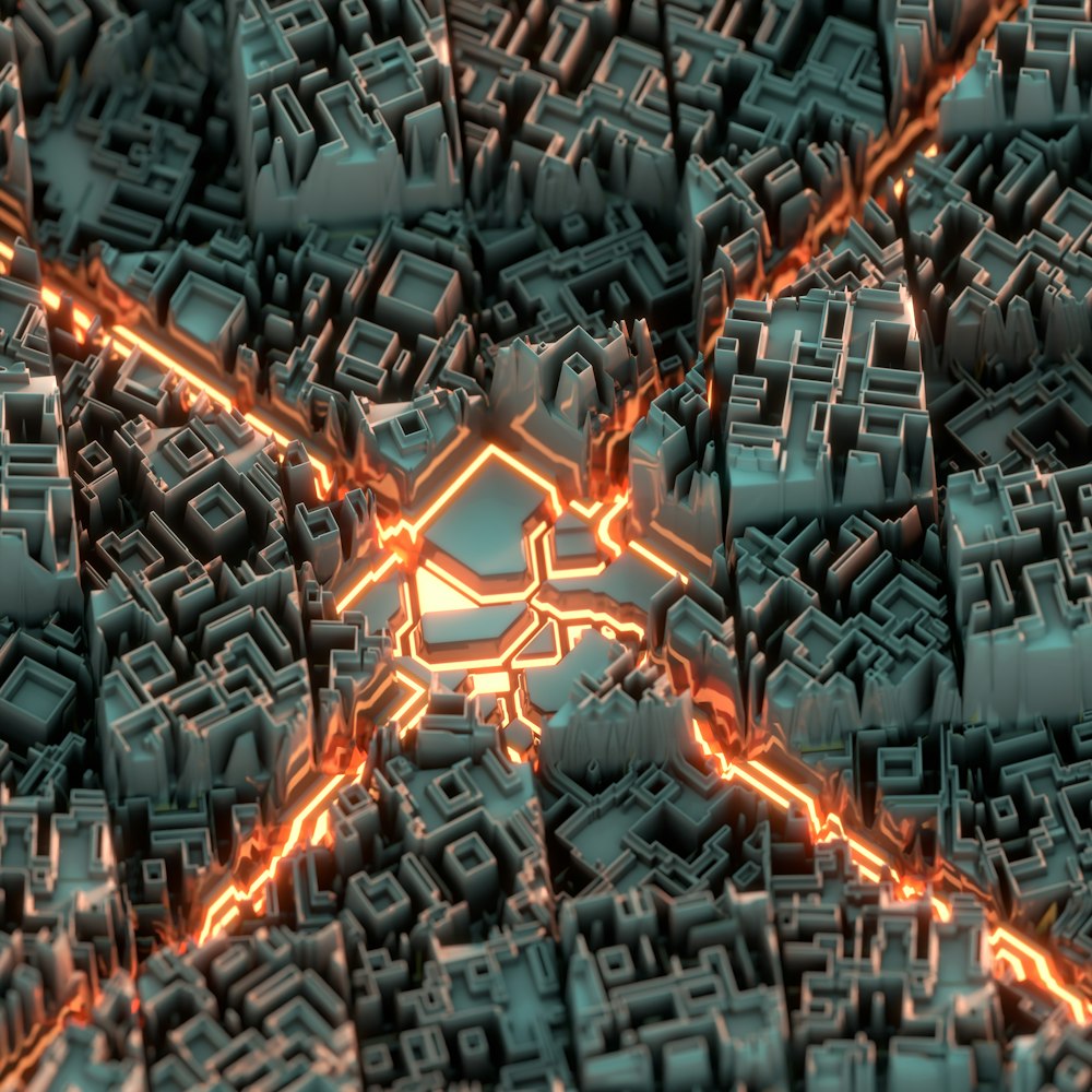 Un'immagine 3D generata dal computer di una città