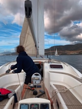 a person on a boat in the water
