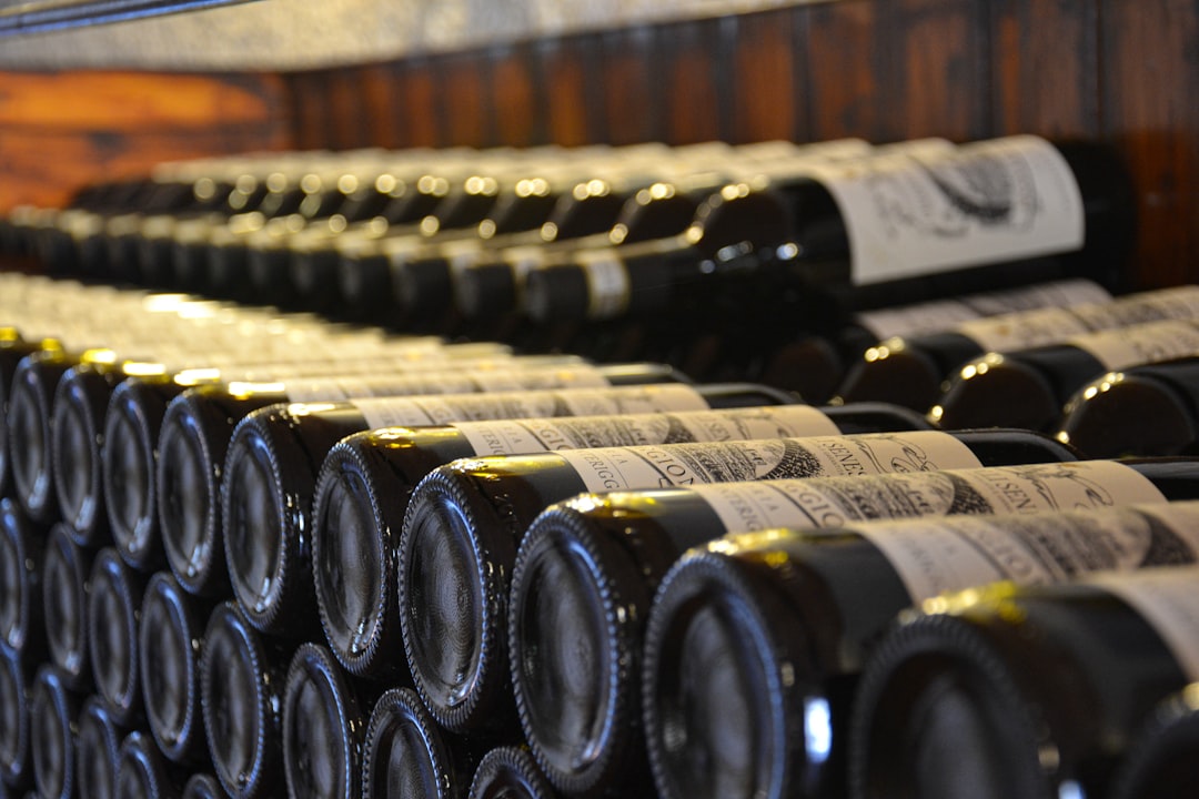 a bunch of bottles of wine are lined up, Wine bottles