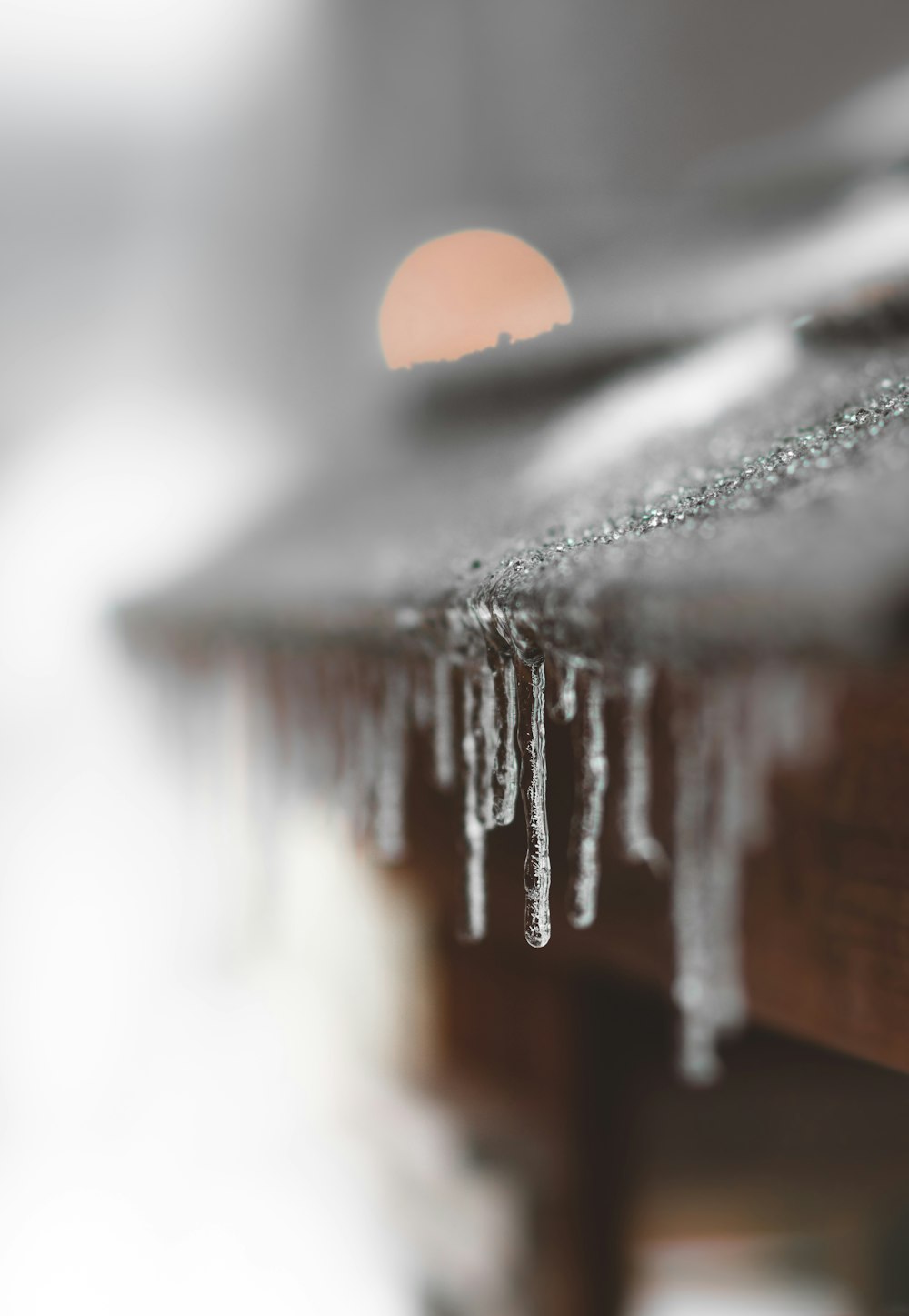 a close up of a table with icicles on it