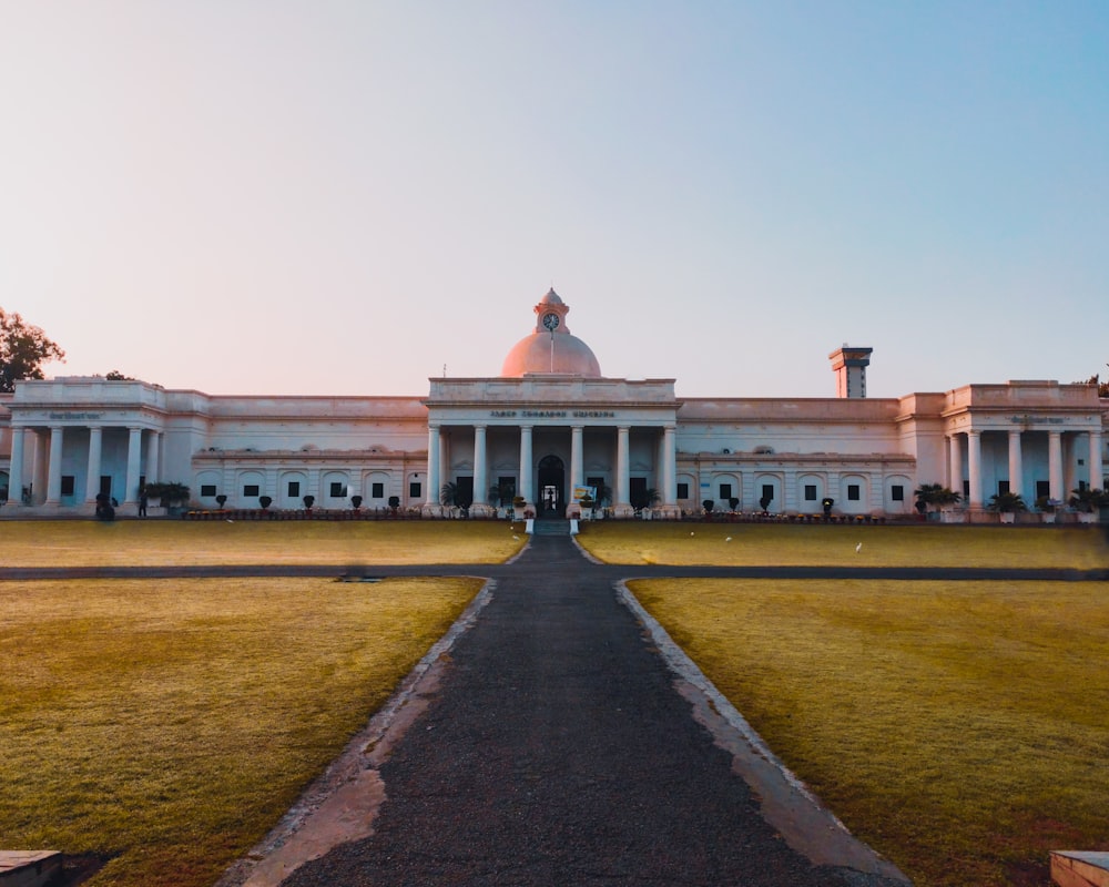 a large building with a white dome on top of it