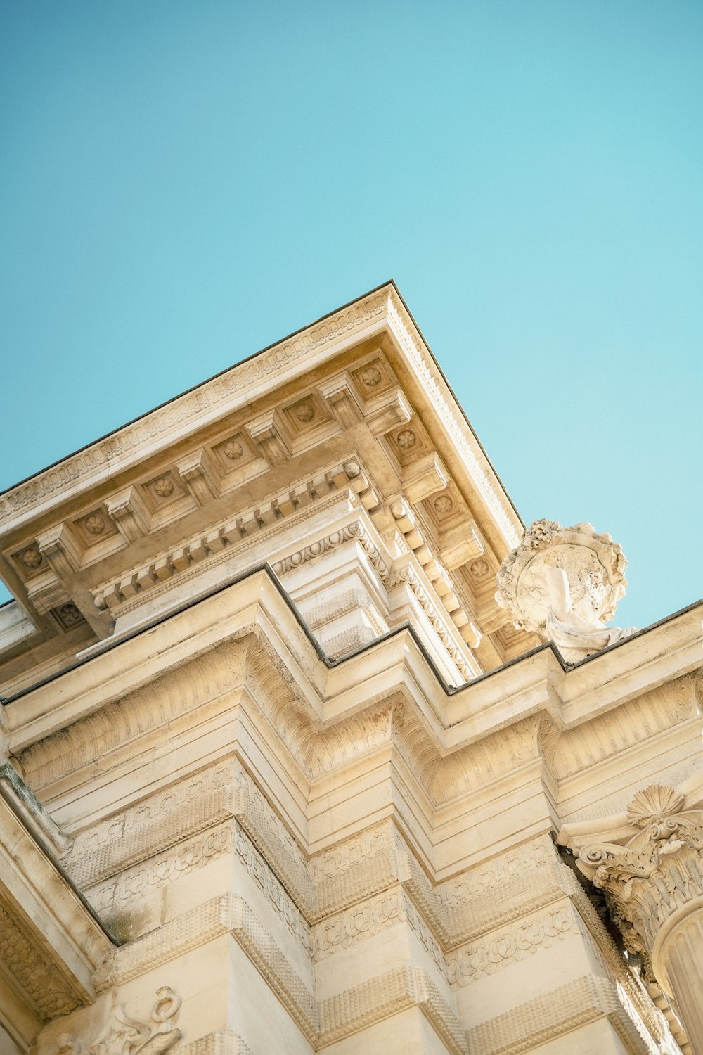 a close up of the top of a building