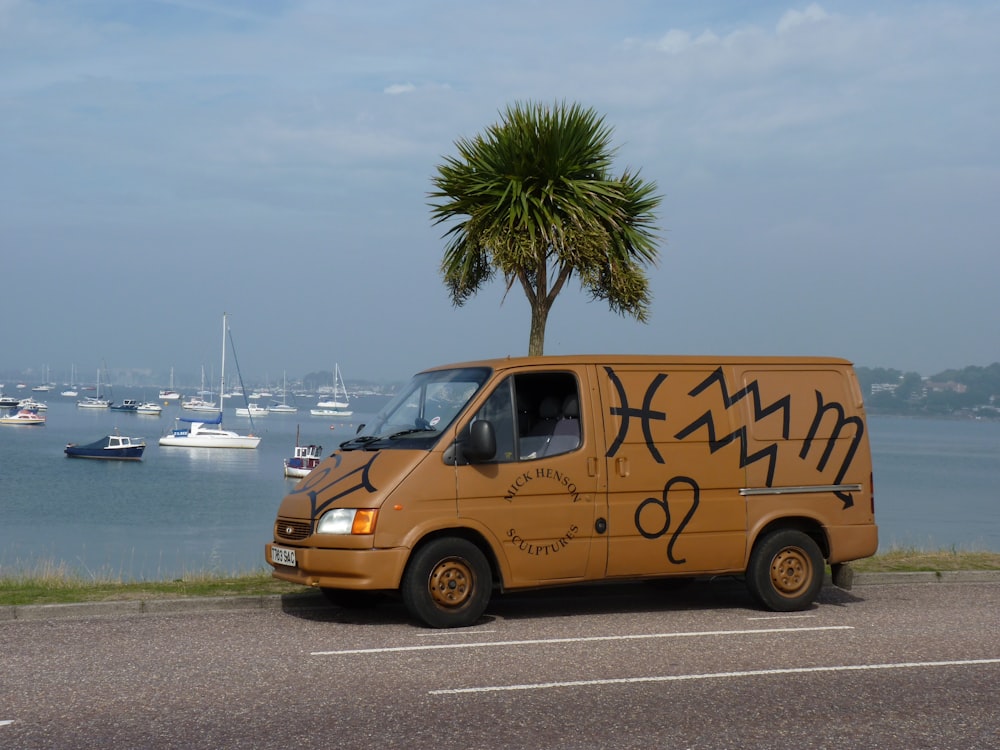 a van parked on the side of the road