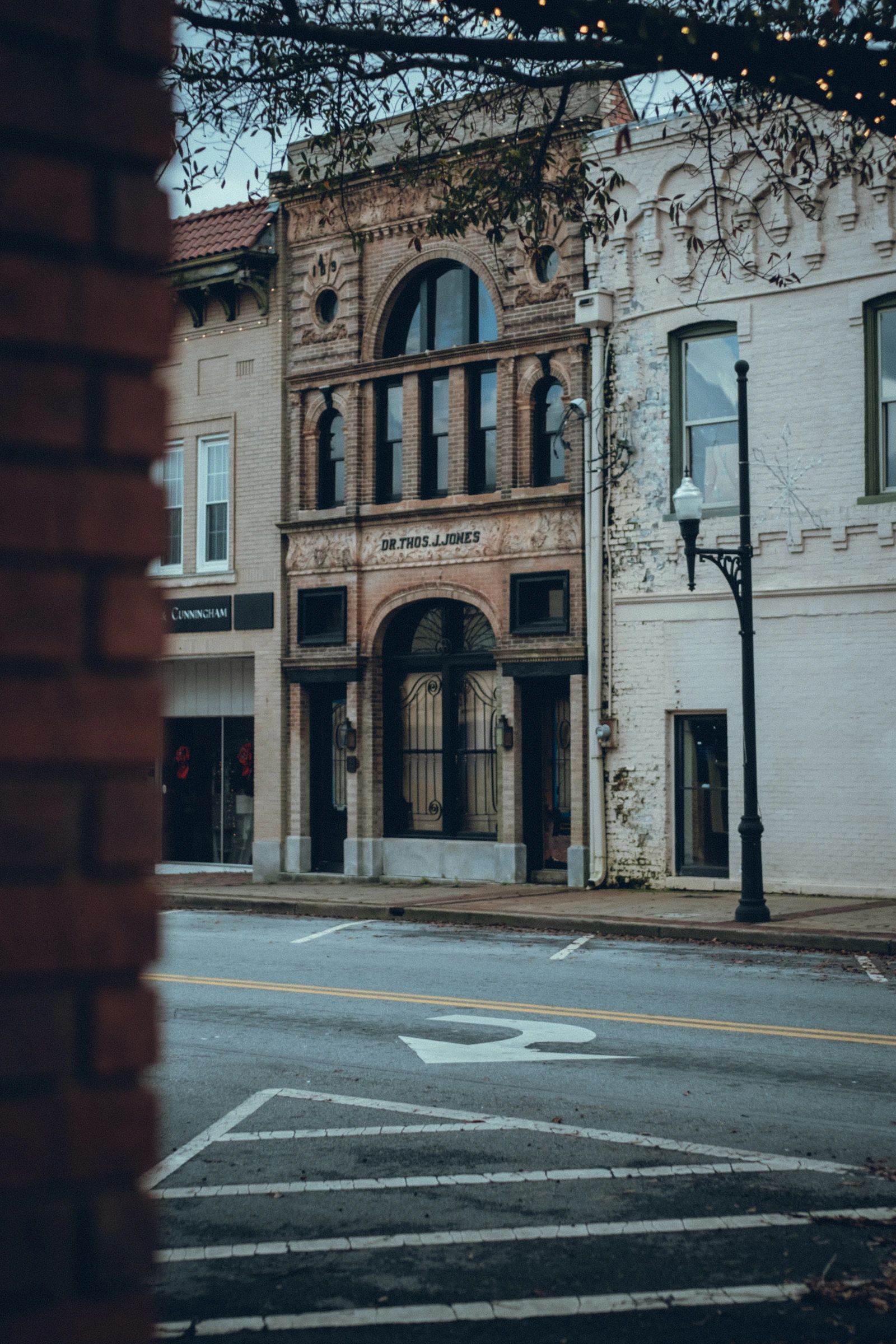Old storefronts on a downtown corner.
